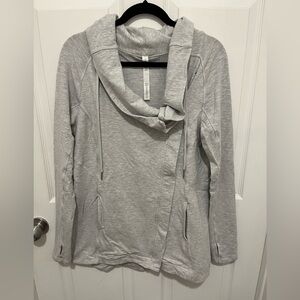 Lululemon Coast Easy French Terry Wrap Jacket Size 8 In Light Grey